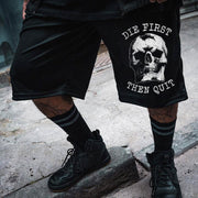 skull print track shorts
