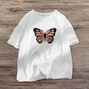 Contrasting butterfly print short-sleeved T-shirt