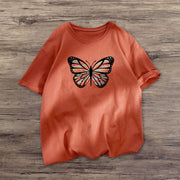 Contrasting butterfly print short-sleeved T-shirt