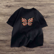 Contrasting butterfly print short-sleeved T-shirt