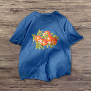 Orange print street style short-sleeved T-shirt