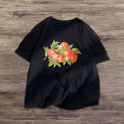 Orange print street style short-sleeved T-shirt