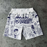 Retro personality hand-painted pattern shorts