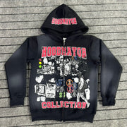 Collection Print Long Sleeve Zipper Hoodies