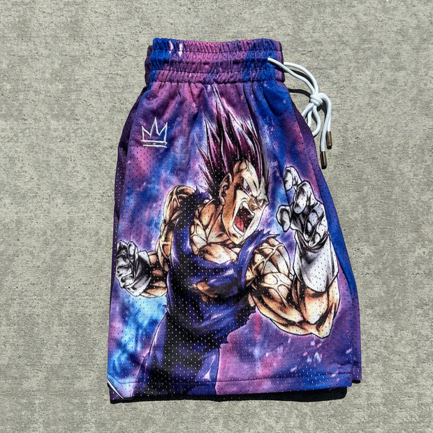 Anime print casual mesh shorts