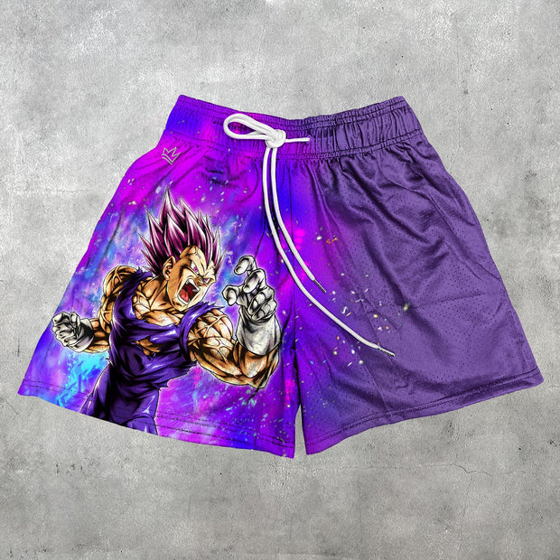 Anime print casual mesh shorts