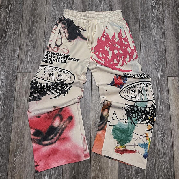Street style hand-painted loose trousers