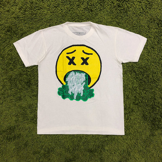 Fashion street smiley print short-sleeved T-shirt