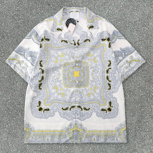 Trendy Baroque Casual Shorts Shirt Loose Short Sleeve Suit