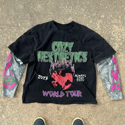 Cozy Aesthetics Fake Two Print Long Sleeve T-Shirt