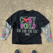 Cozy Aesthetics Fake Two Print Long Sleeve T-Shirt