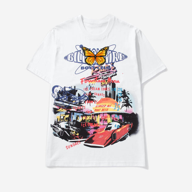 Car print tide brand retro street short-sleeved T-shirt