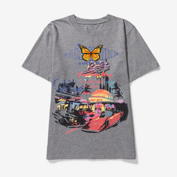 Car print tide brand retro street short-sleeved T-shirt