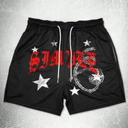 Vintage Hip Hop Print Track Shorts