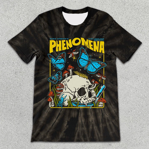 Skull graphic print tie-dye short-sleeve T-shirt
