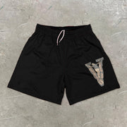 Casual Jesus Pattern Vintage Mesh Shorts