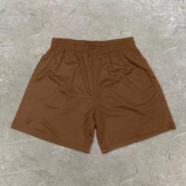 Casual Jesus Pattern Vintage Mesh Shorts