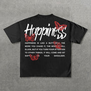 Happiness Print Short Sleeve T-Shirt