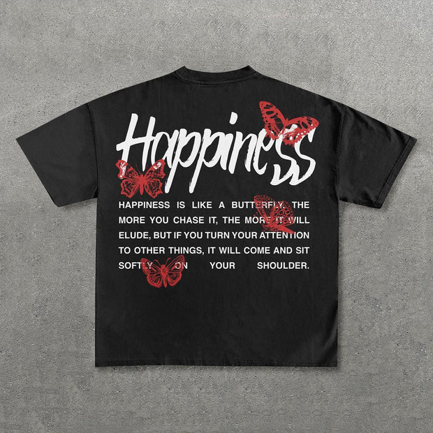 Happiness Print Short Sleeve T-Shirt