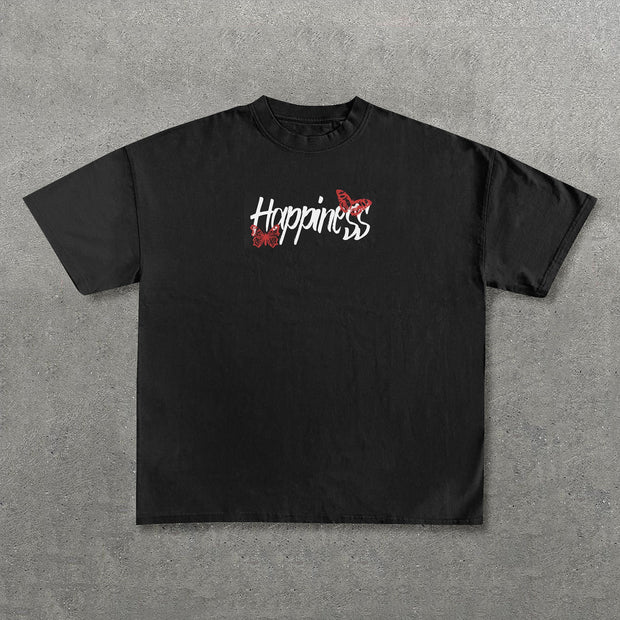 Happiness Print Short Sleeve T-Shirt