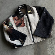 Hip Hop Rap Casual Street Tapestry Zip-Up Jacket