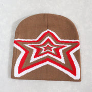 Pullover overlapping five-pointed Y2K jacquard knitted hat