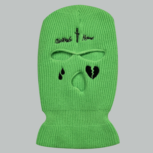 Cross broken heart knitted three hole hat