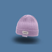 Letter double label woolen warm knitted hat