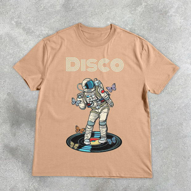 Astronaut Butterfly Disco Retro Short Sleeve T-Shirt