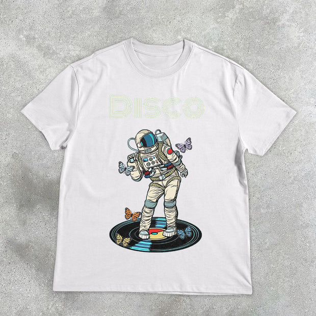 Astronaut Butterfly Disco Retro Short Sleeve T-Shirt