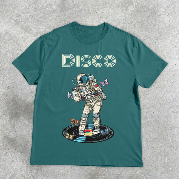 Astronaut Butterfly Disco Retro Short Sleeve T-Shirt