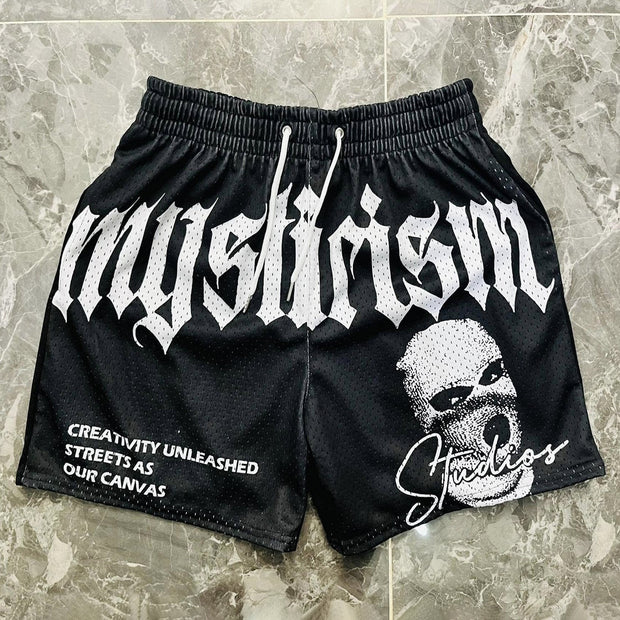 Fashion Mysticism Print Mesh Shorts