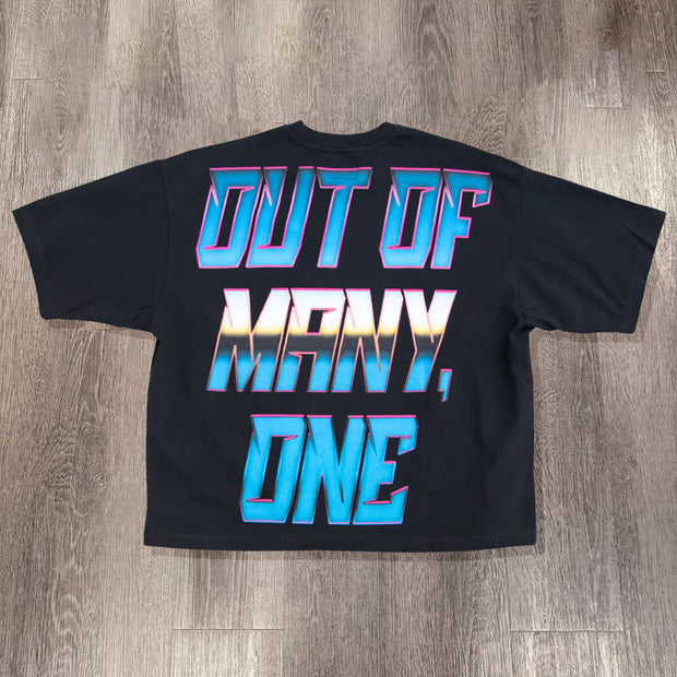 Fashion Out Of Many One Print Short Sleeve T-Shirt