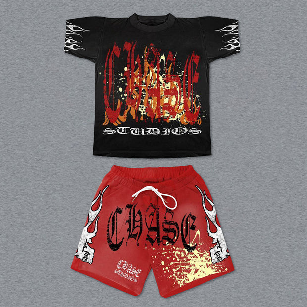Flame Short Sleeve Shorts Set