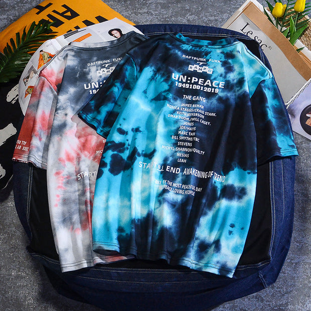 Tie-dye plus size round neck T-shirt