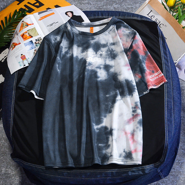 Tie-dye plus size round neck T-shirt