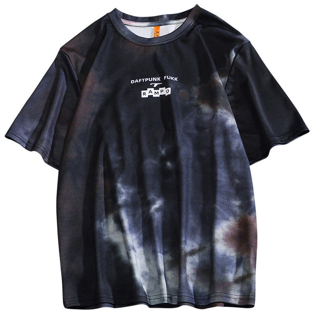 Tie-dye plus size round neck T-shirt