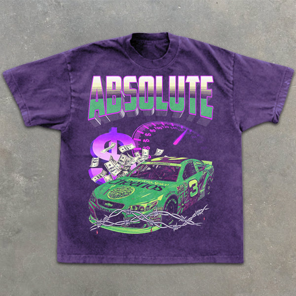 Racing Money Graphic Print Short Sleeve T-Shirt