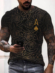 Casual round neck short sleeve digital print slim pullover men's T-shirt