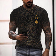 Casual round neck short sleeve digital print slim pullover men's T-shirt