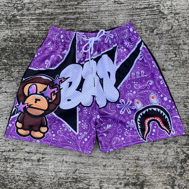 Lucky Star Cashew Flower Ape Retro Mesh Shorts