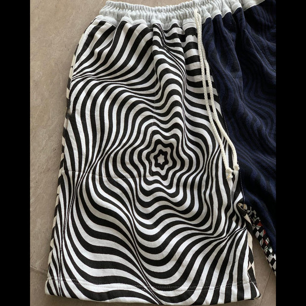 Statement Striped Panel Contrast Cotton Shorts