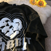 Fashion bubble love black short sleeve t-shirt