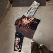 Butterfly Print Long Sleeve Zipped Jacket