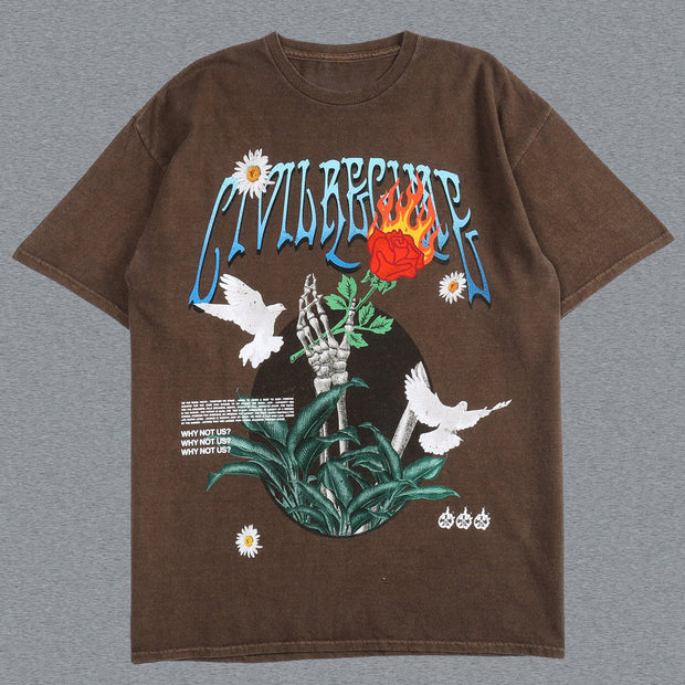 Civilregime Skull Hand Print Short Sleeve T-Shirt