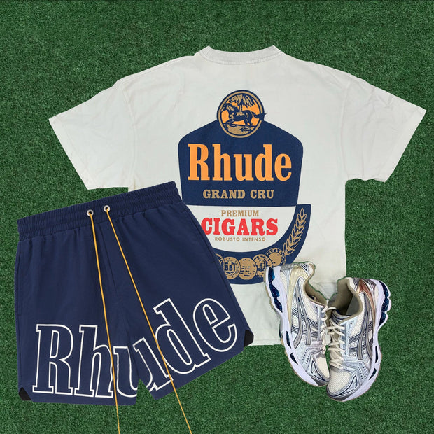 Words Grand Cru T-shirt Shorts Print Two-Piece Set