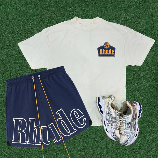 Words Grand Cru T-shirt Shorts Print Two-Piece Set