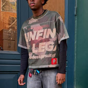 Camouflage casual street retro mesh stitching jersey