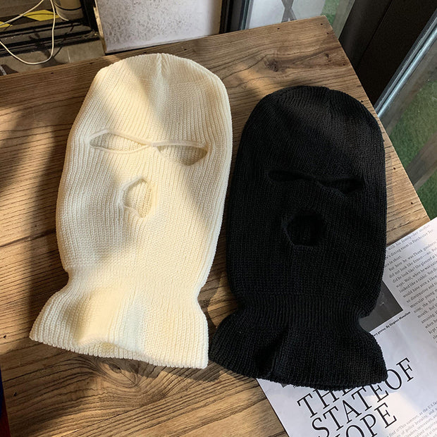 Autumn and winter warm hood solid color personality funny knitted woolen hat