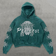 Jesus Peaceful Print Long Sleeve Hoodies